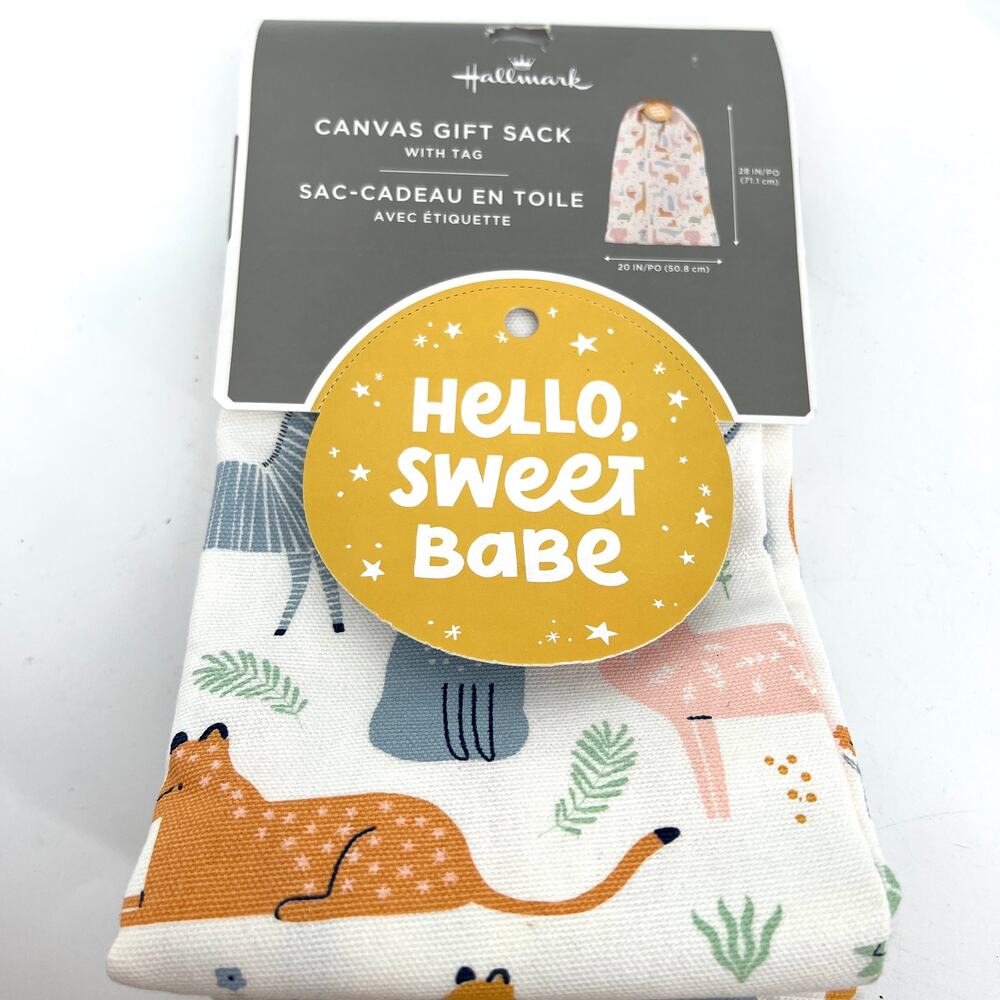 Hallmark Canvas Gift Sack Animal Themed 28" x 20" NEW